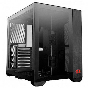 Gabinete Gamer Lian Li O11 Dynamic Mini Redragon Edition, Mid Tower, Vidro Temperado, ATX, Black, Sem Fonte, Sem Fan, O11DMINI-RD-X