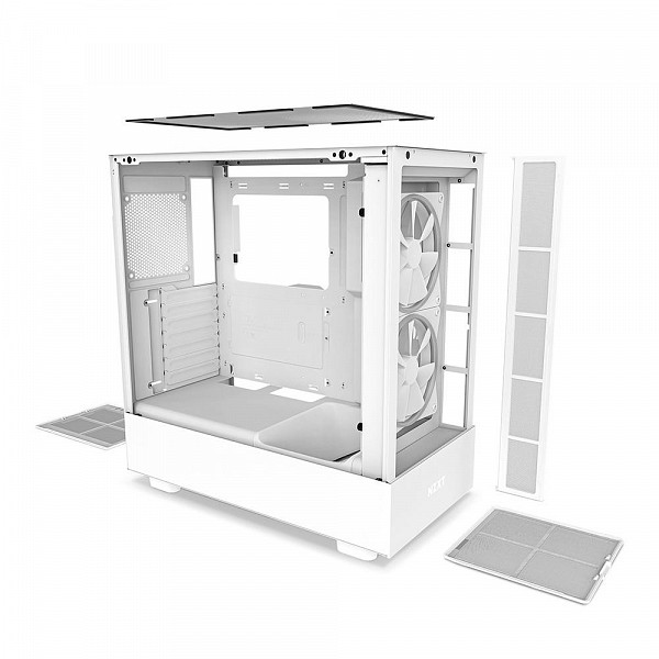 Gabinete NZXT H5 Elite Edition, Mid Tower, RGB, ATX, Lateral e Frontal em Vidro Temperado, 3x Cooler Fan, Branco - CC-H51EW-01
