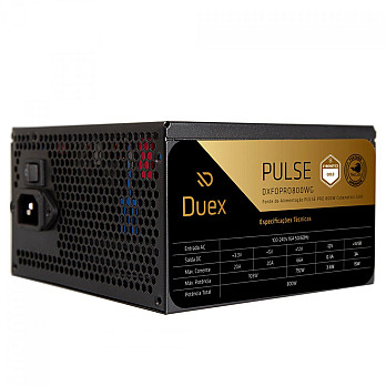 Fonte Duex Pulse Pro, 800W, Cybenetics Gold, TecLab, PFC Ativo, Full Modular, Preto