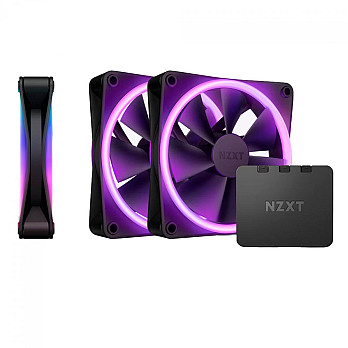 Kit Fan Com 3 Unidades NZXT F120RGB DUO, RGB, 120mm, Black, Com Controlador, RF-D12TF-B1
