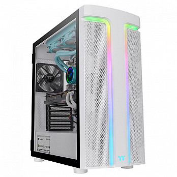 Gabinete Gamer Thermaltake H590 TG Snow ARGB, Mid Tower, Vidro Temperado, White, E-ATX, Sem Fonte, Com 2 Fans, CA-1X4-00M6WN-00