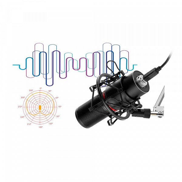 Microfone Gamer Streamer Redragon Blazar C/ Tripé, USB, Black, GM300
