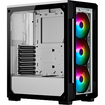 Gabinete Gamer Corsair ICUE 220T TG RGB, Mid Tower, com FAN, Lateral e Frontal em Vidro, Branco - CC-9011191