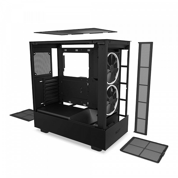 Gabinete NZXT H5 Elite Compact, Mid Tower, RGB, ATX, Lateral e Frontal em Vidro Temperado, 3x Cooler Fan, Preto - CC-H51EB-01