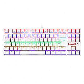 Teclado Mecanico Gamer Redragon Daksa Lunar White, Rainbow, USB, Switch Brown, Compacto, ABNT2, Branco - K576W-R (PT-BROWN)